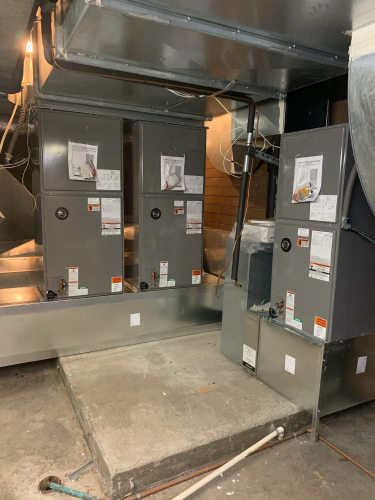 multiple furnace units installed in basement