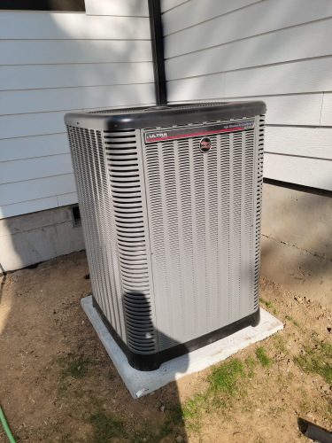 hvac condenser on ground by side of house